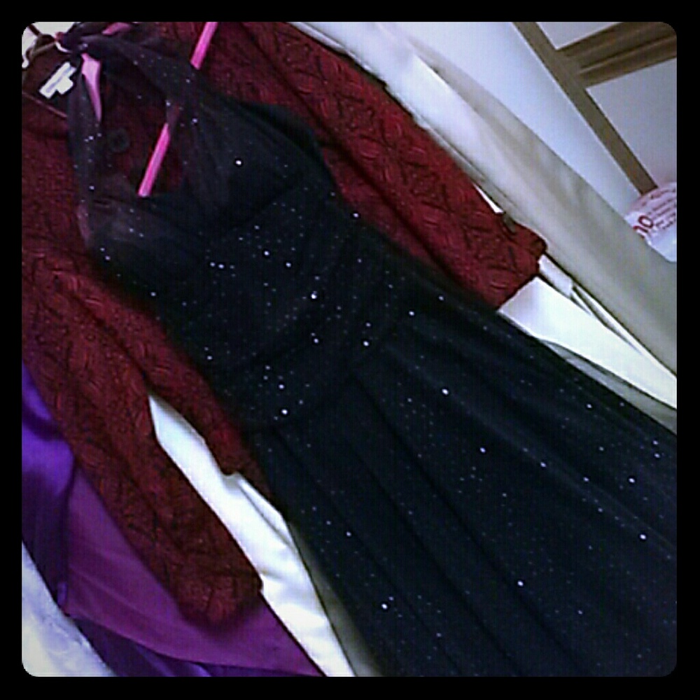 Cute Ladies size XS black Sparkly halter dress